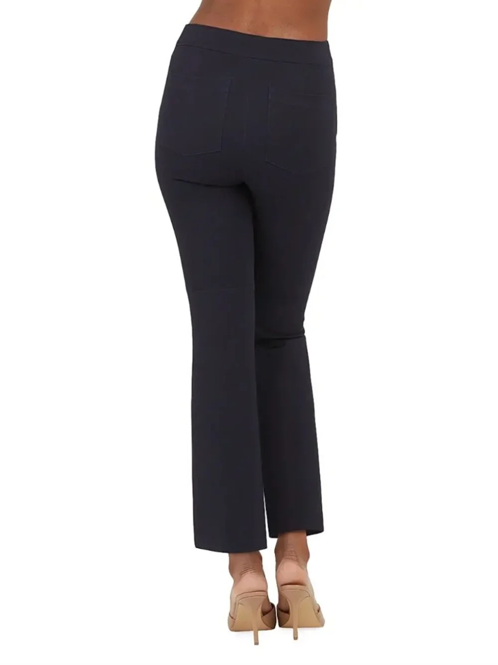 SPANX Polished Ponte Kick Flare Pull-On Flat Front Crop Pants Black, Medium - Picture 4 of 11